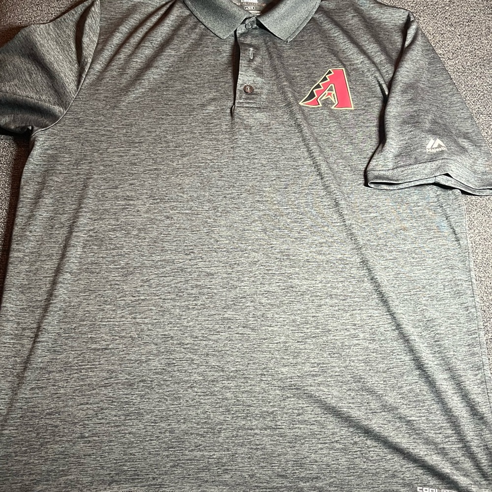 Majestic Cool Base Gray Polo Shirt with Arizona Diamondbacks Logo